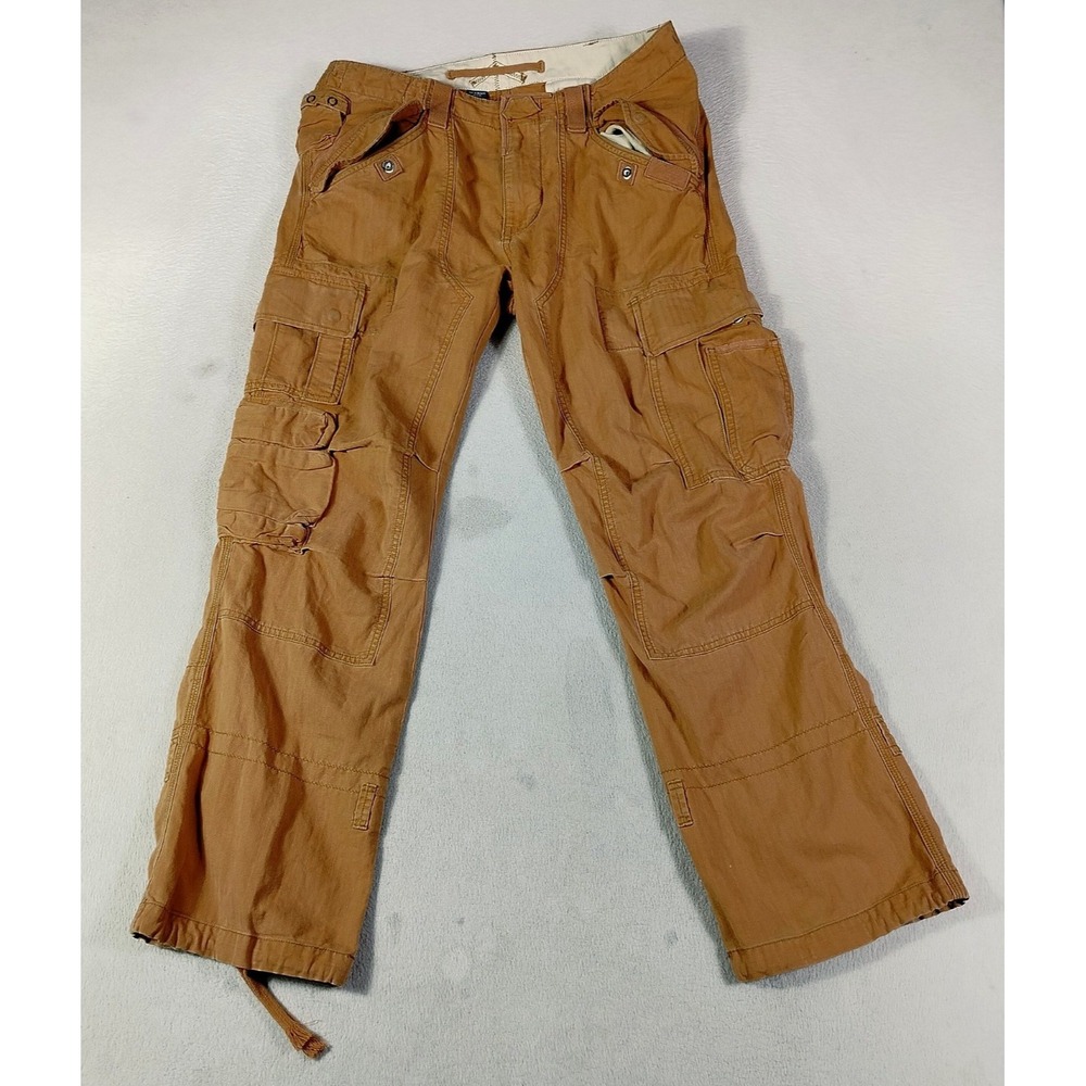 Polo Ralph Lauren 33x30 Orange Military Cargo Pants Slim Fit Vtg Paratrooper Y2K